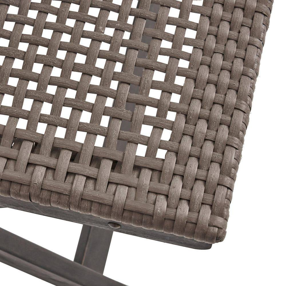 Gray Acacia Wood Folding Lawn Chair, Bistro Chair with Wicker Seat (Set of 2)