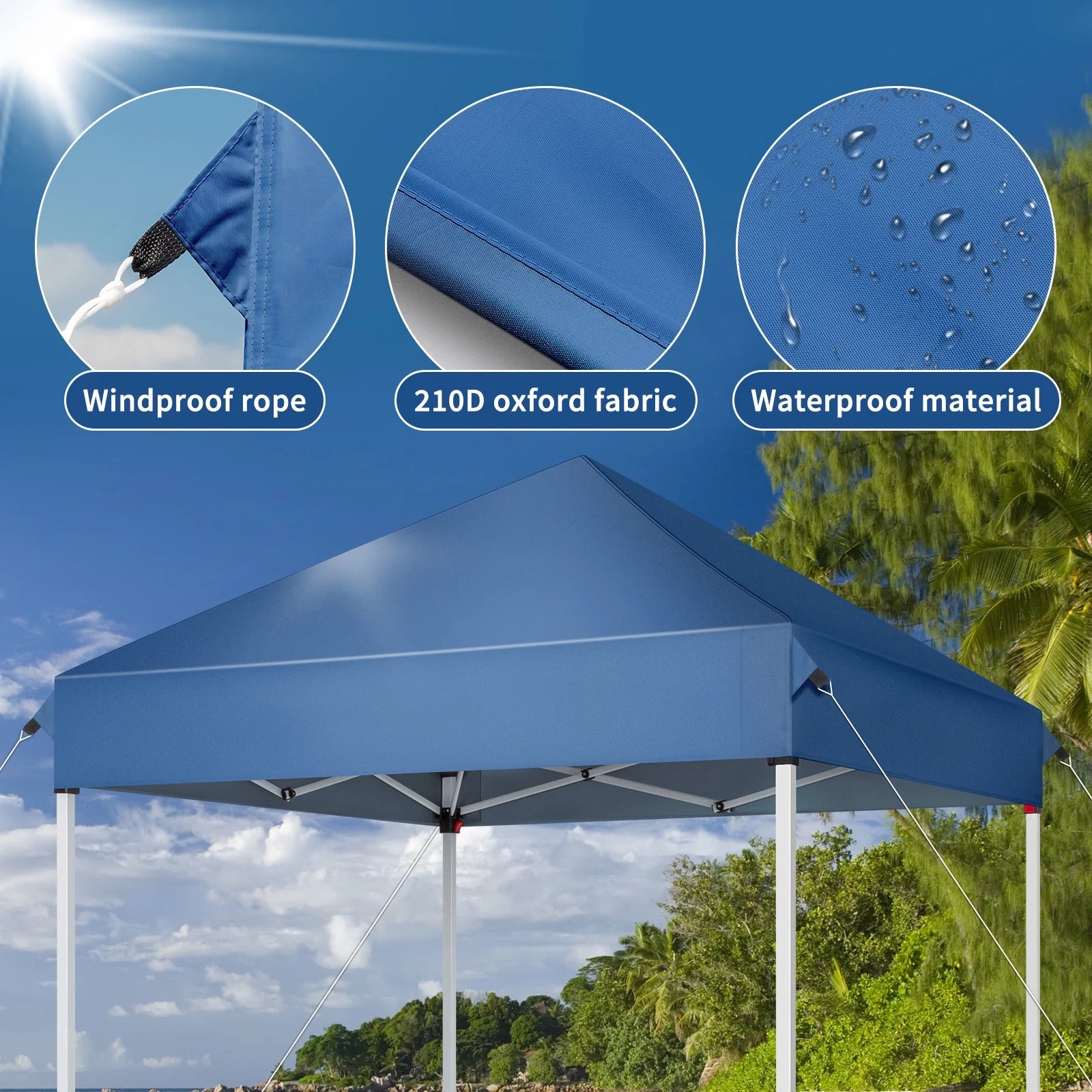 Portable 5Ft X 5Ft Canopy Tent for Patio, Foldable Gazebo for Backyard, Blue Canopy