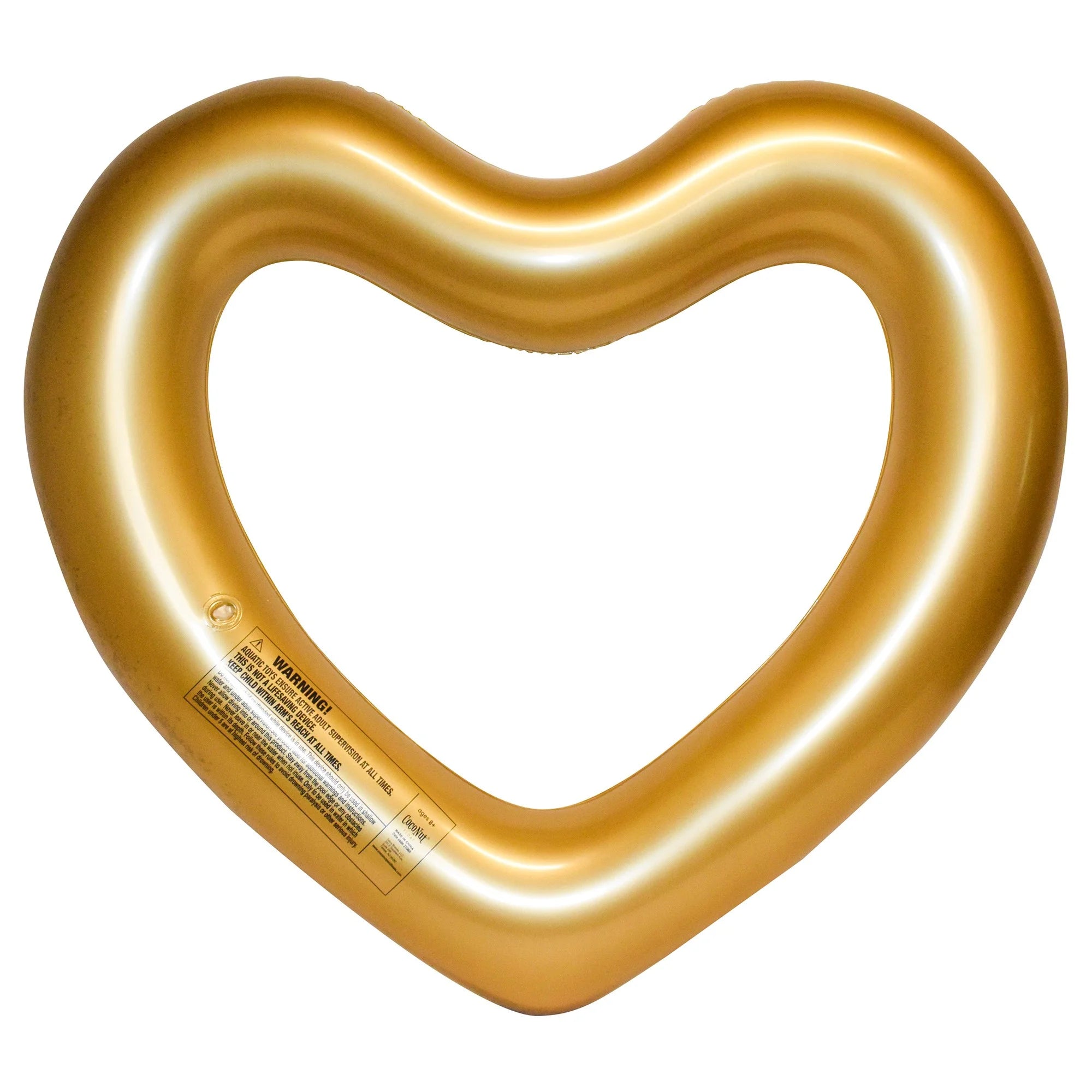 : Gold Glitter Heart Pool Float - 48"X40", Inflatable 48" Jumbo Ring, Anti-Leak, Durable, Water Accessory