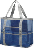 Mesh Beach Bag Family - Large Tote Bag 9 Pockets for Swim Pool Toys Cruise Beach Vacation Essentials