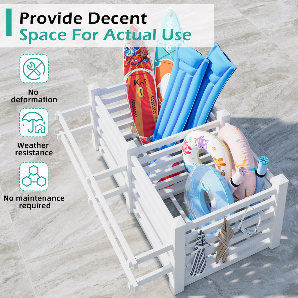 Extra Large Poolside Organizer, 64In W X 92In L X 38In H Waterproof Outdoor Pool Float Storage Bin, Upgraded Oversized Version for Pool Toys & Floats Storage& Pool Deck