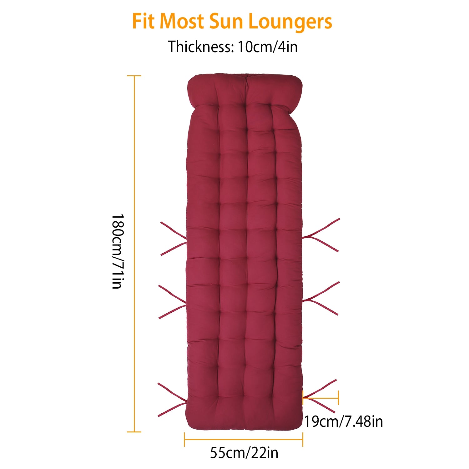 67X22In or 71X22In Size Options Chaise Lounger Cushion Recliner Rocking Chair Sofa Mat Deck Chair Cushion